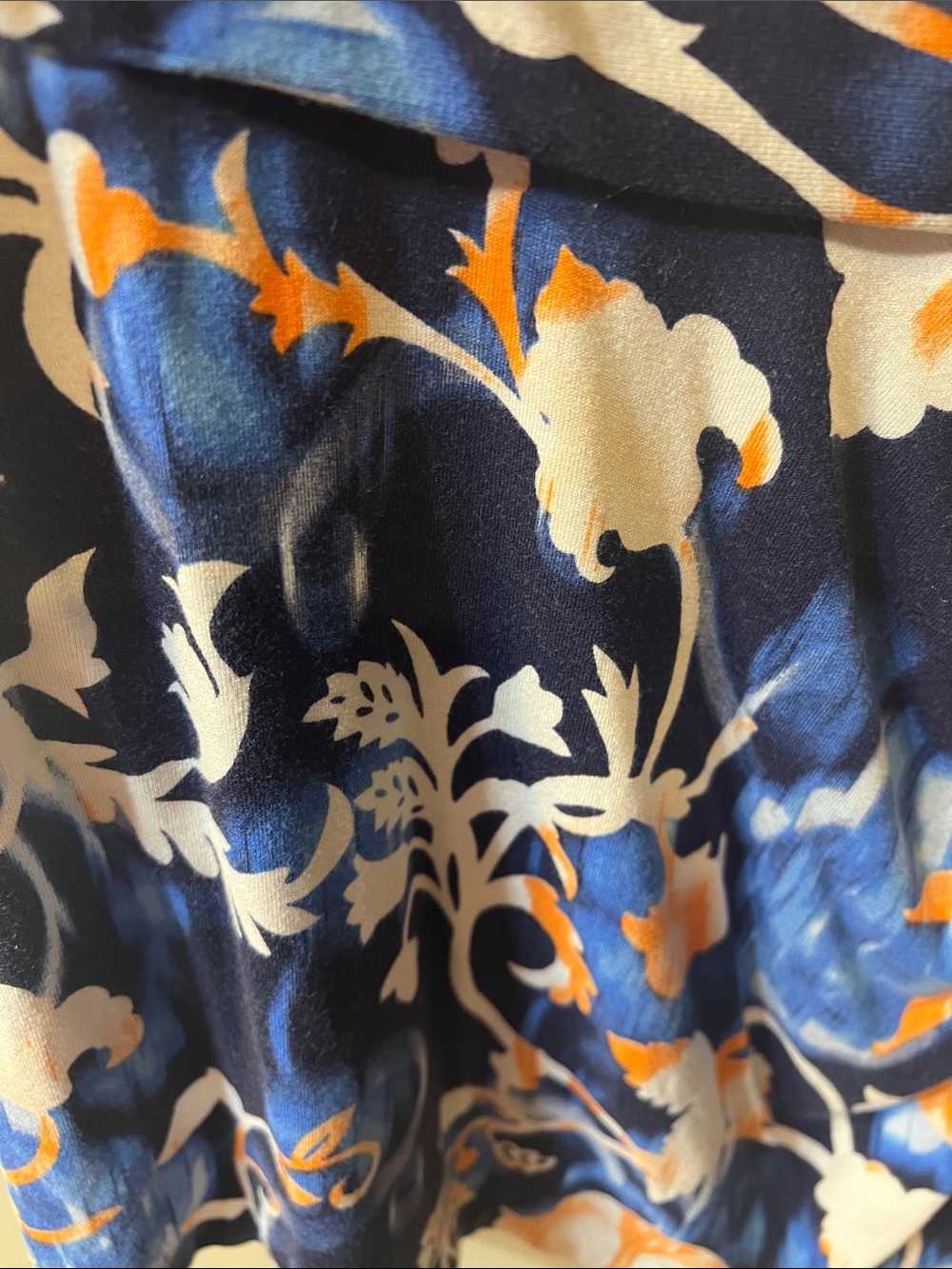 Navy with blue  shade twist -Front tunic Orange & white floral H073 - Picture 6 of 7